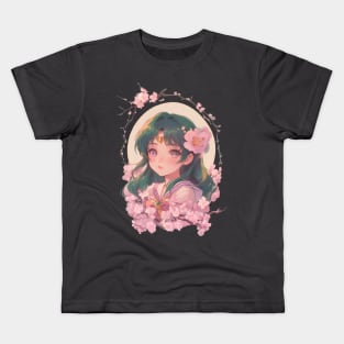 Cute Anime Girl Cherry Blossom Kids T-Shirt